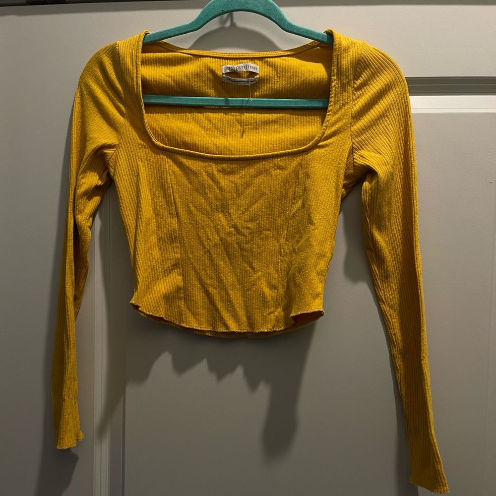 Yellow/mustard Urban Outfitters long sleeve square neck top, size small